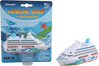 Daron Cruise Ship Pullback Toy with Light & Sounds for Ages 3+ | Officially licensed, pullback action, flashing LED lights, jet sounds, batteries included, durable plastic material