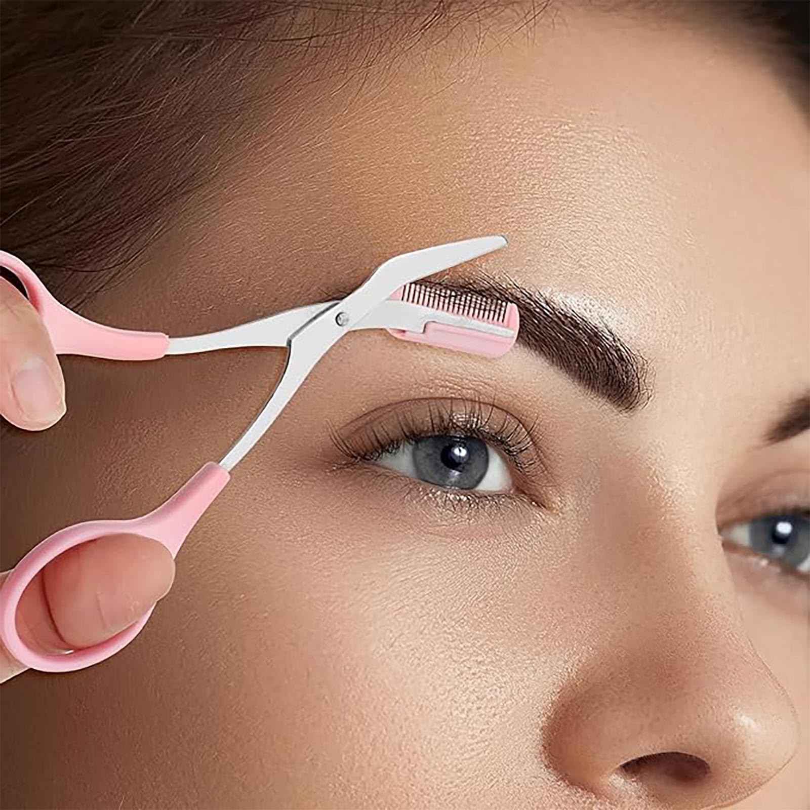 1 set Eyebrow Scissors with Comb, Professional Eyebrow Trimmer, Stainless Steel 