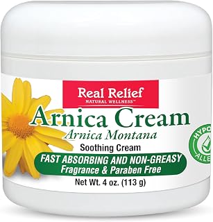 Real Relief Arnica Cream, Natural, Non-Greasy, Unscented, Hypoallergenic, 4 oz (Pack of 1)