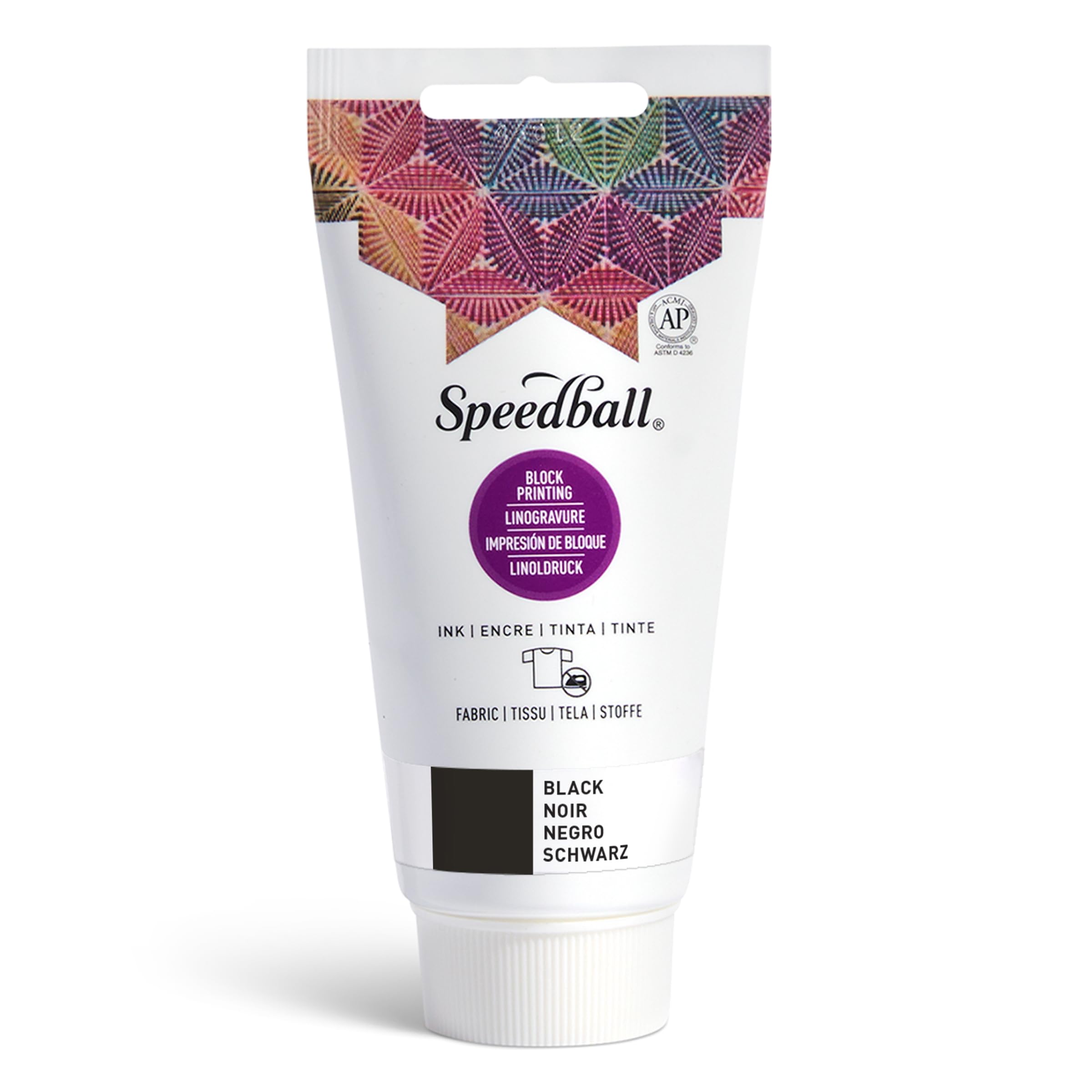 Speedball Fabric Block Printing Ink, 2.5 oz, Black, Non-Toxic Water-Miscible, No