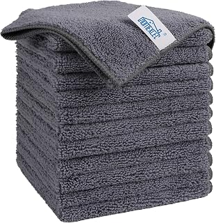 HOMEXCEL Microfiber Cloths 12-Pack Dishcloths/Washing Towels/Counter Wipes Kitchen Cloths, Approx. 11.5 x 11.5 inches (29.2 x 29.2 cm) (Gray)