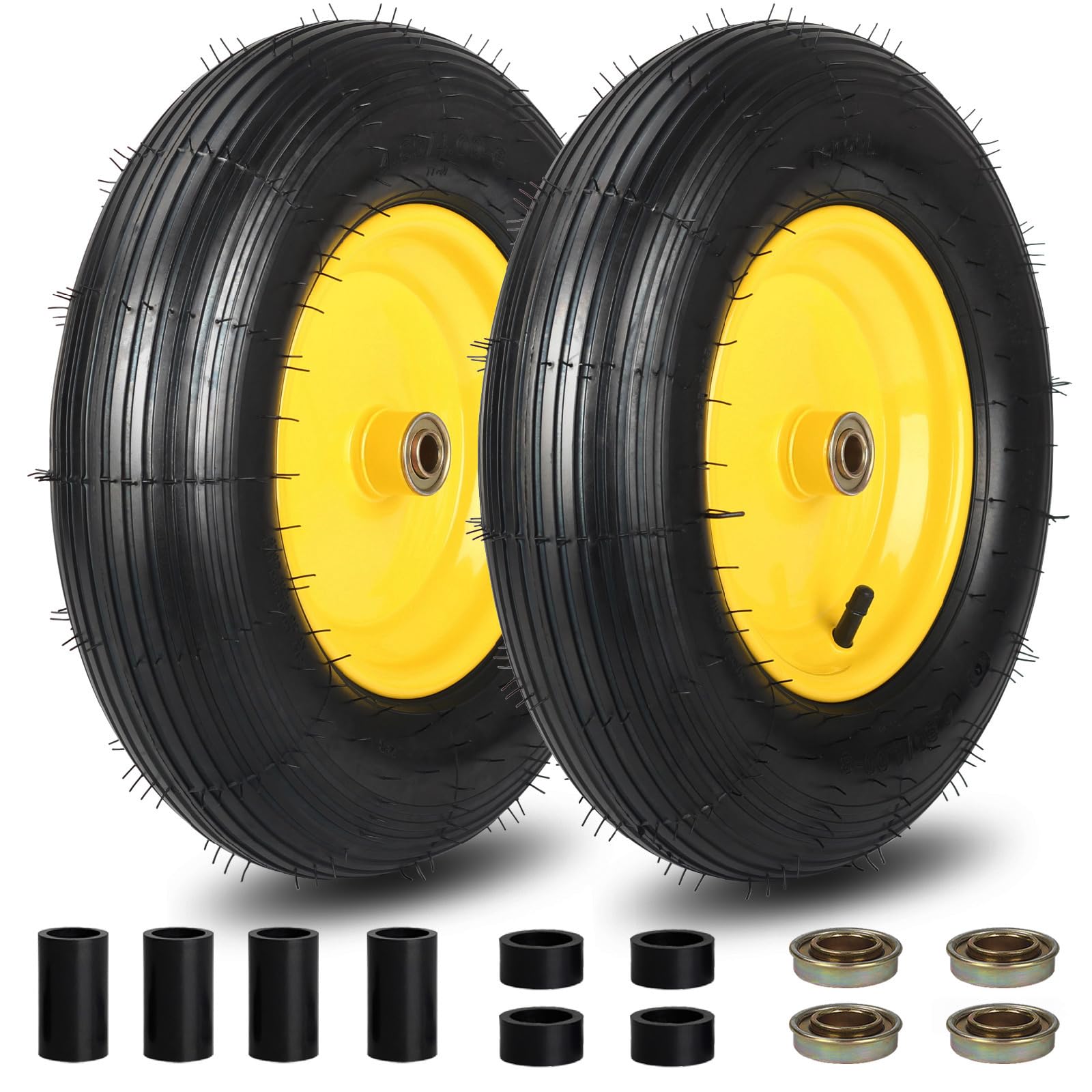 GICOOL (2 Pack) 4.80/4.00-8 Wheelbarrow Tire and Wheel | 16 Inch Rubber Pneumati