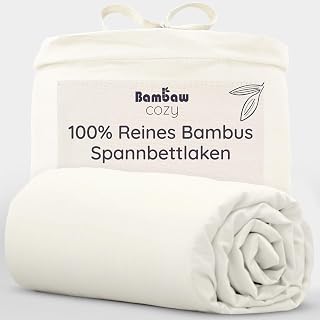 Bambaw Bamboo Fitted Sheet 160 x 200 cm, 35 cm Base Height, Regulating Bamboo Bed Sheet, Skin-Friendly Fitted Sheet Allergy Sufferers, Soft Bed Linen Cooling Summer, Fitted Sheet 160 x 200 cm (Ivory)