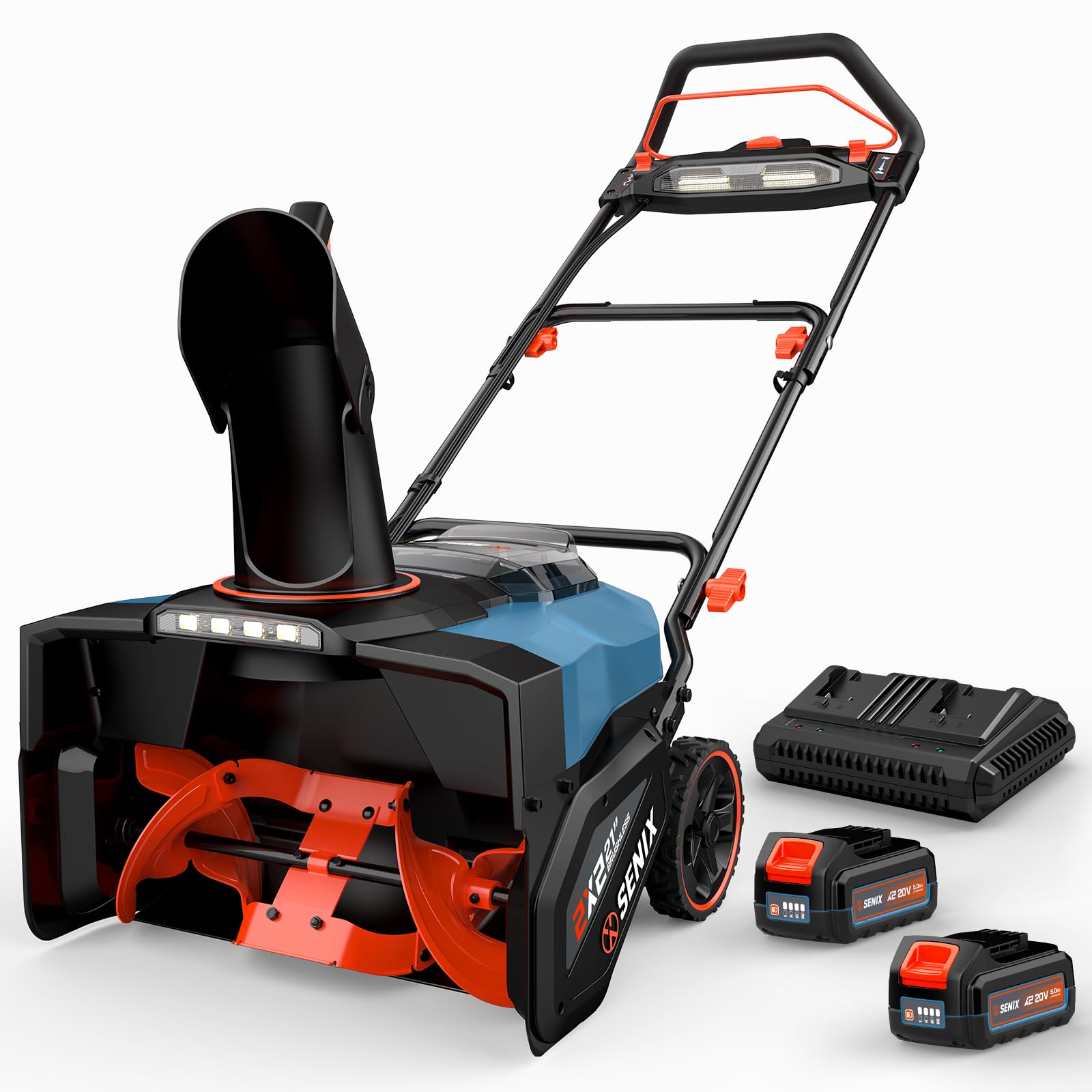 SENIX 40V 21-Inch Cordless Snow Blower with Variable-Speed Steel Auger | 1800W B