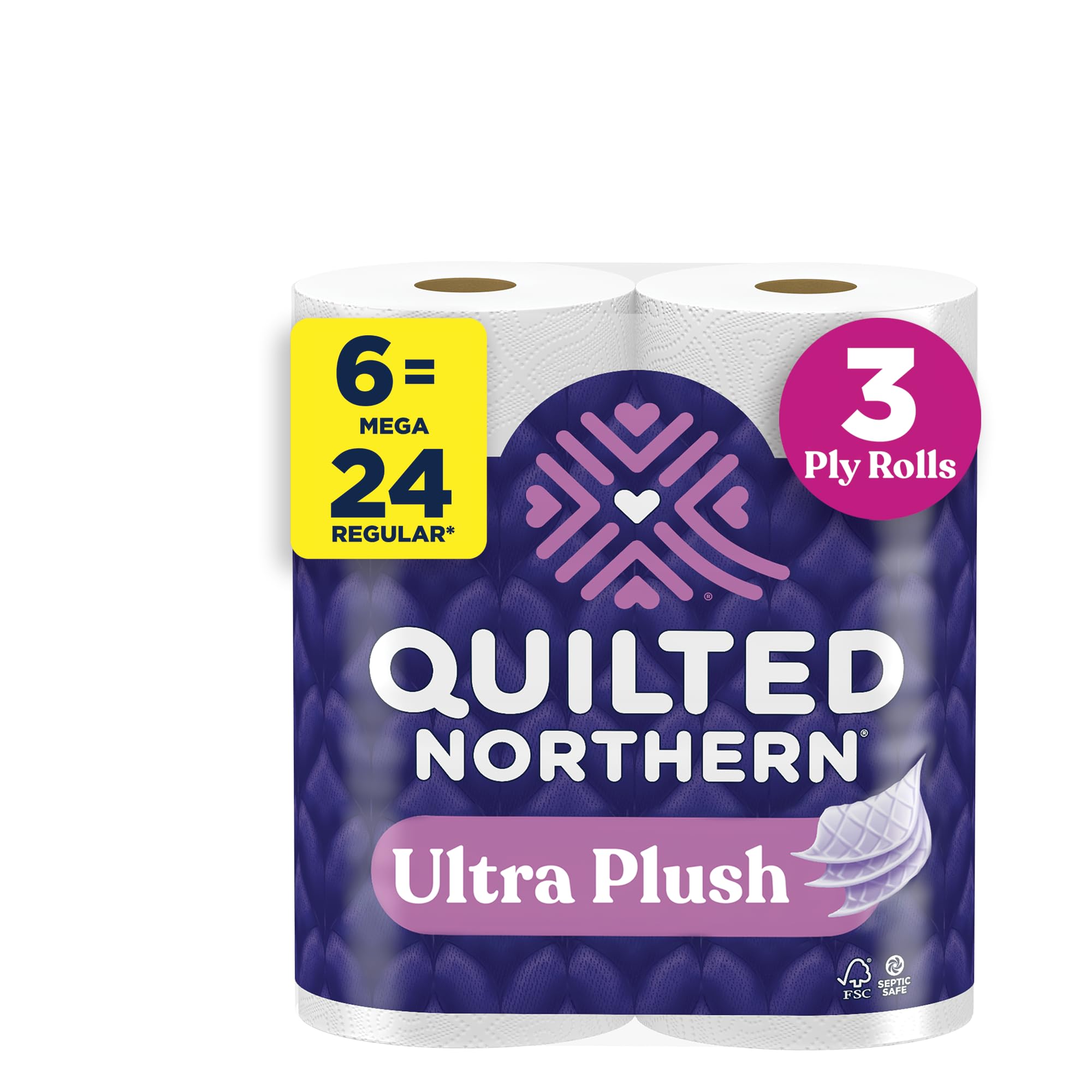 Quilted Northern Ultra Plush Toilet Paper, 6 Mega Rolls = 24 Regular Rolls | 3 p
