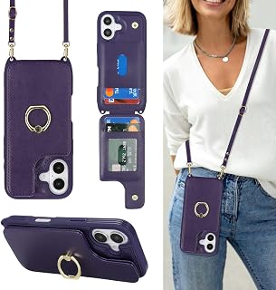 Lipvina Crossbody Wallet for iPhone 17 Case with Strap-Dark Purple