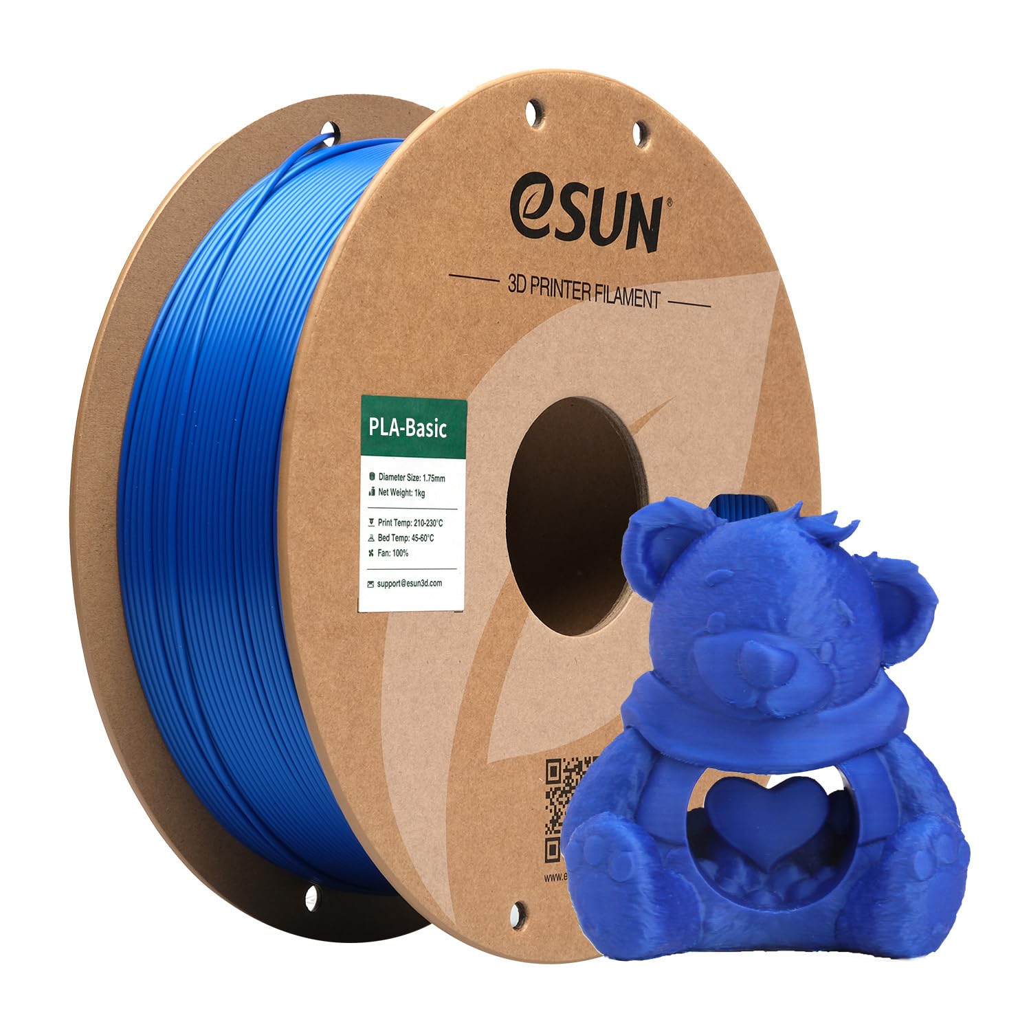 eSUN PLA Basic Filament 1.75mm, 1KG Spool (2.2 LBS),Blue