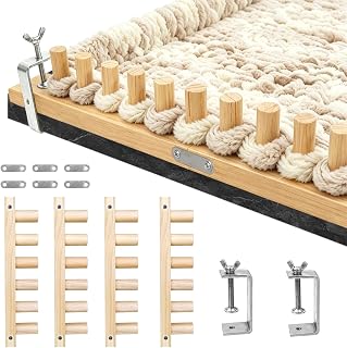 Klinpop 48" Chunky Blanket Loom, Adjustable Size Wooden Knitting Loom Kit | for Bulky Yarn, No Needles Required, DIY Hand Knitting Kit for Throw Blankets, Beginner Friendly Yarn Craft