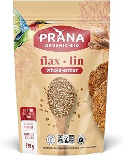 Prana Flax – Organic Golden Flax Whole Seeds | Non-GMO, Gluten Free, Vegan| Keto |High Source of Fibre | Source of Magnesium | 320g