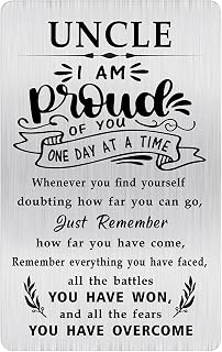 Alotozo Sobriety Gift for Uncle - Stainless Steel AA Recovery Gifts, Soberversary Birthday Card for Uncle - Inspirational Token for Men’s Sobriety Journey (Credit Card Size)
