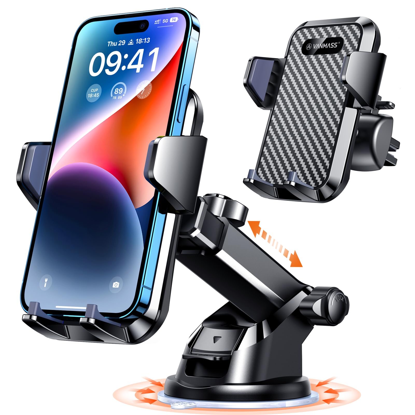 VANMASS【85+LBS Strongest Suction & Military-Grade Ultimate Car Phone Mount【Paten