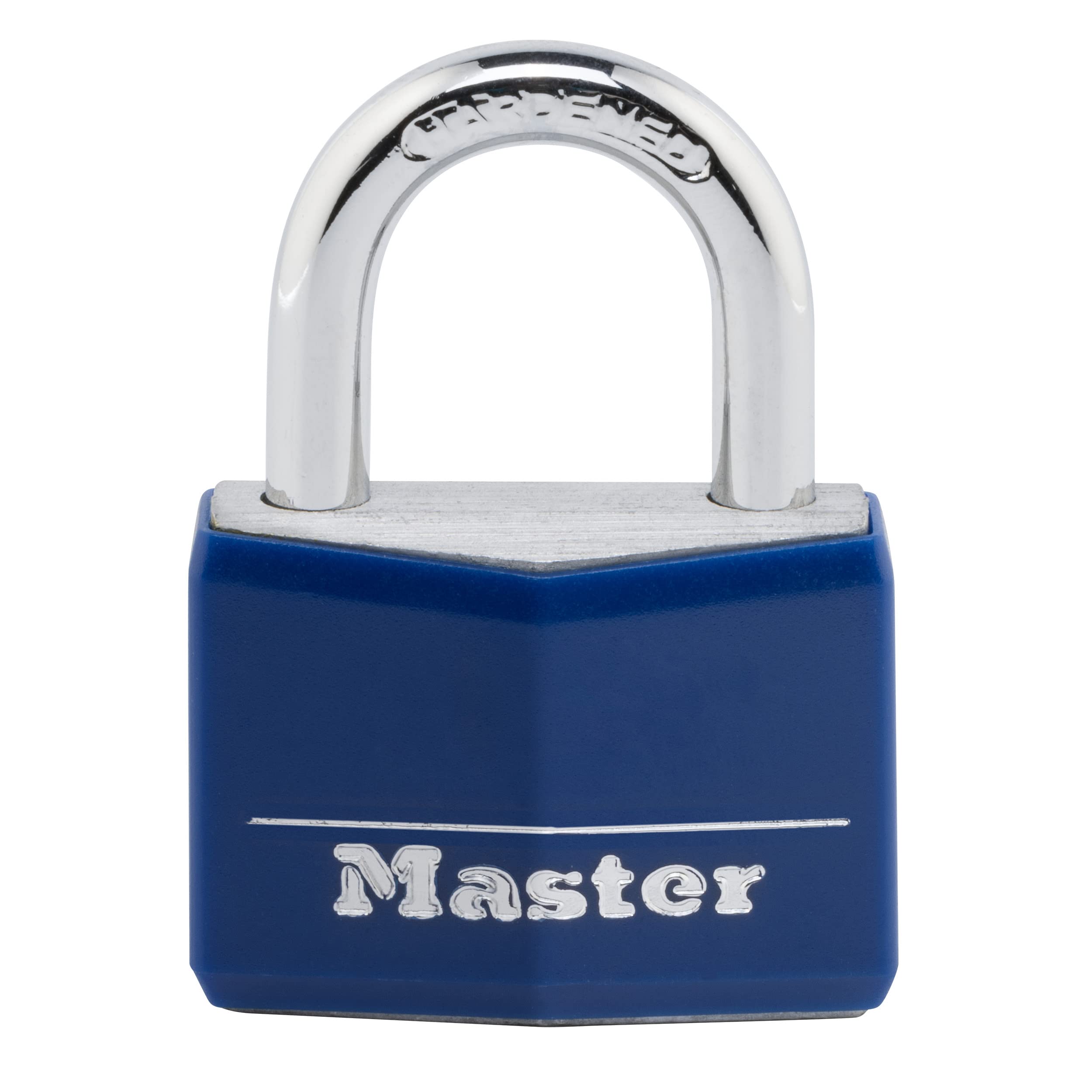 Master Lock Blue Vinyl Covered Aluminum Keyed Padlock, Small Lock for Gym or Sch