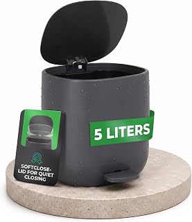 YourCasa® Bathroom Waste Bin [5L] - Elegant Design - Small Bathroom Bin - Cosmetic Bin Bathroom Bin with Lid and Soft Close - Waste Bin Bathroom, Toilet - Removable Inner Bucket (Anthracite)