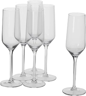 Alpina Champagne Glasses, 220 ml, Pack of 6, Transparent