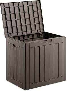 VonHaus Garden Storage Box - Outdoor Utility Chest Organiser – Weatherproof Plastic, Lockable Lid, Carry Handles, Compact & Portable – For Garden, Patio, Balcony, Decking – Grey (118L)