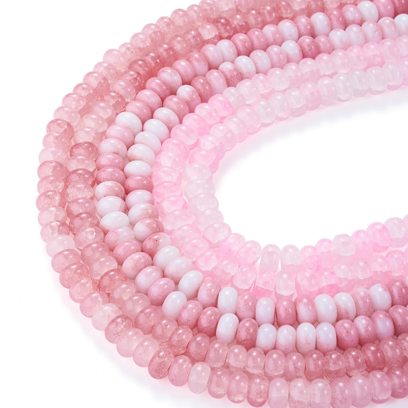 3 Strands Glass Rondelle Beads for Jewelry Making, Imitation Gemstone Beads Loos