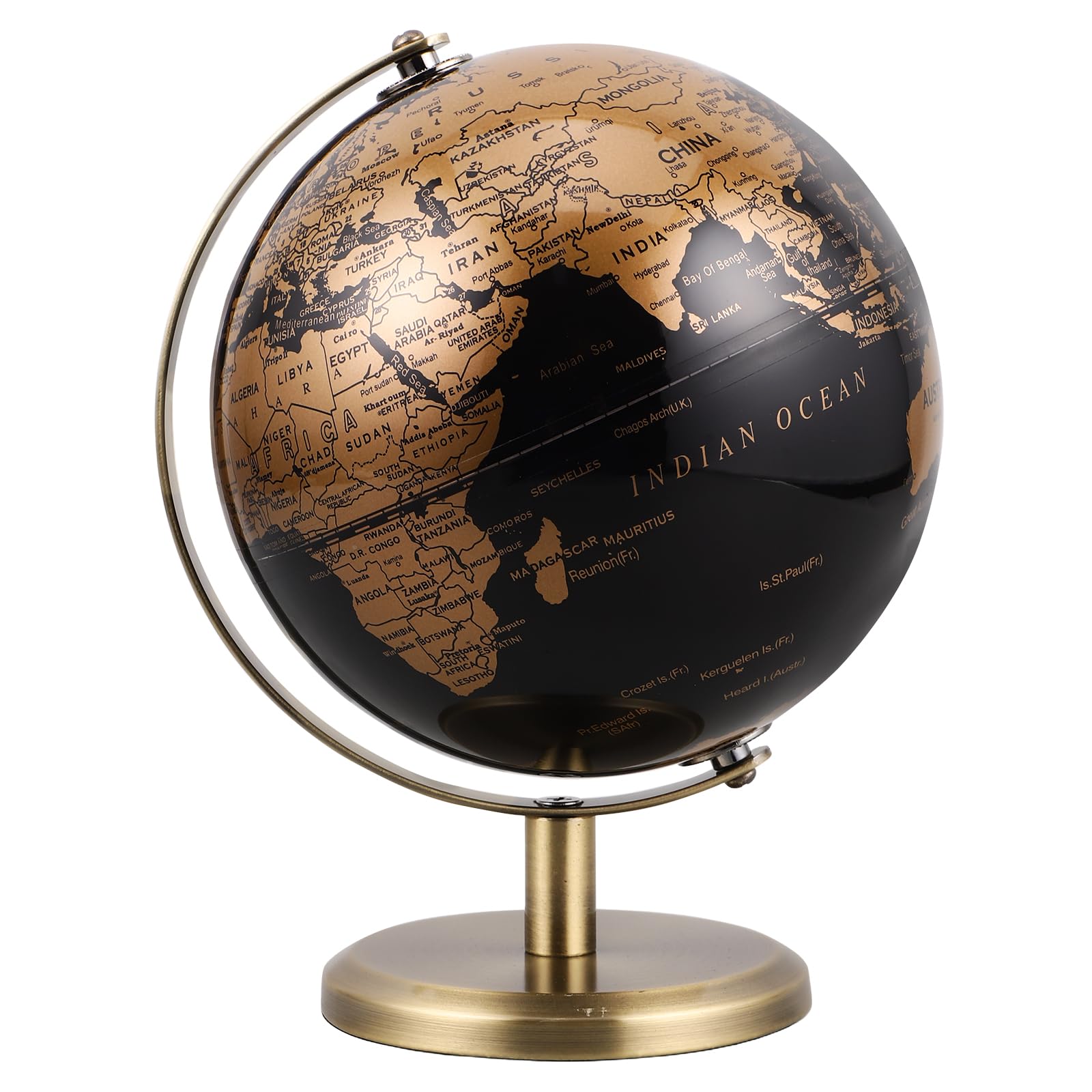 JOINPAYA 6 Inch Small World Globe with Antique Bronze Stand Black Gold Earth Des