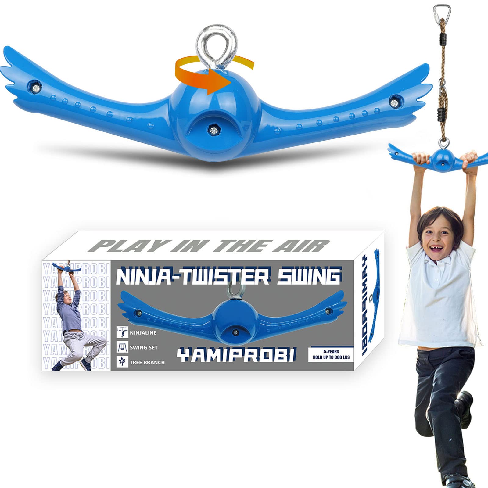 YAMIPROBI Ninja-Twister Swing Spins Set: Slackline Attachments - 360° Handle Twi