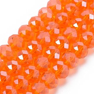 10 Strands Electroplated Clear Glass Beads Rondelle Faceted Crystal Beads Polished with Luster Coral Beads, Loose Spacers for Bracelets Necklaces