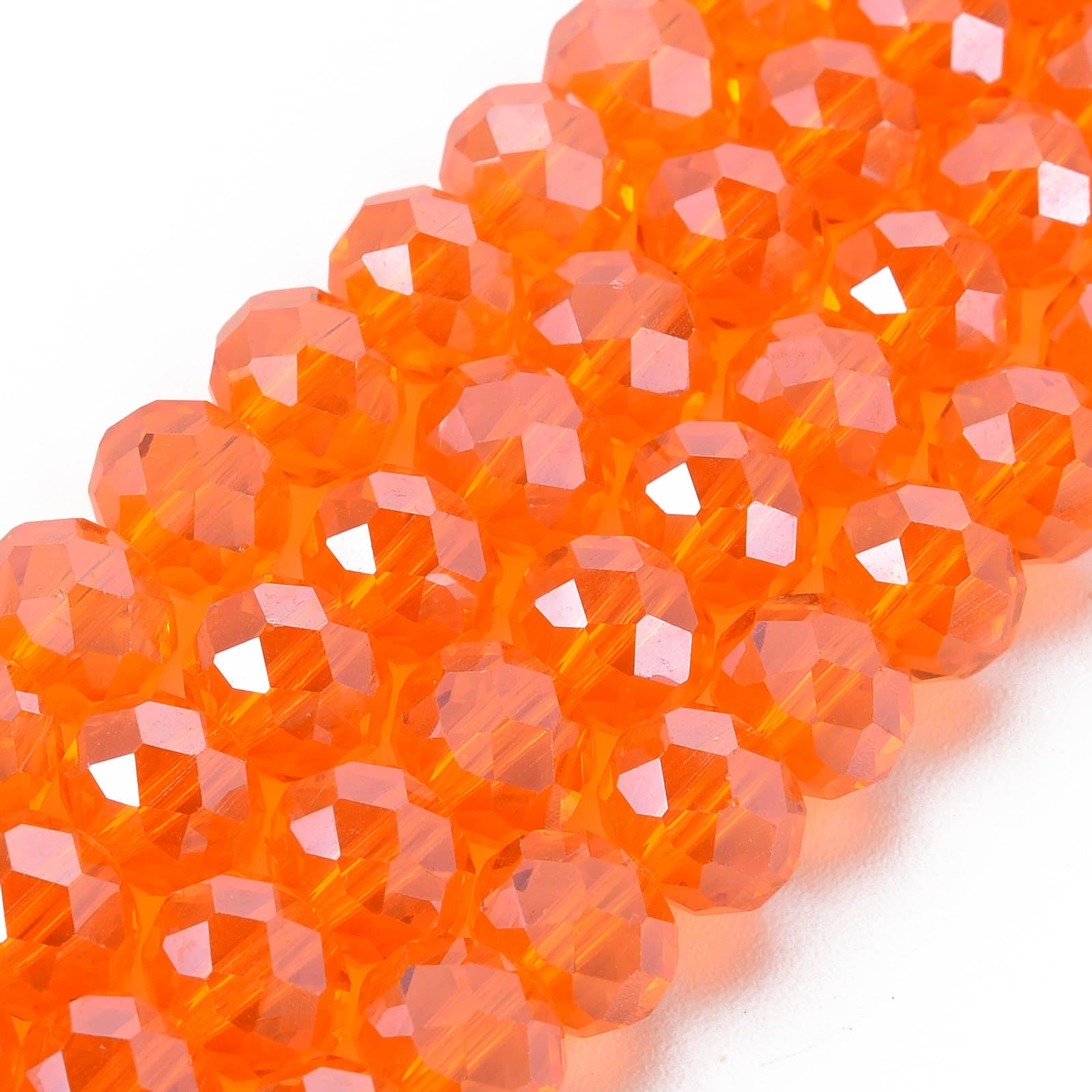 10 Strands Electroplated Clear Glass Beads Rondelle Faceted Crystal Beads Polish