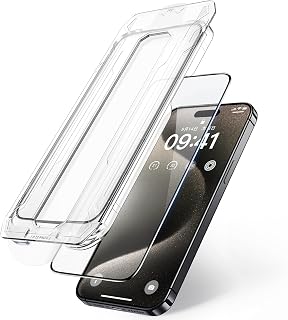 NIMASO 自動除塵 ガラスフィルム iPhone15Pro用 気泡ゼロ 失敗なし 超簡単貼り付け 強化ガラス 全面保護 フィルム 1枚セット
