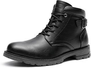 Bruno Marc Men's Motorcycle Boots, Lace-Up and Zipper, Anatomical Footbed and Sturdy Design