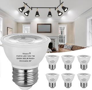 Vinaco PAR16 LED Bulb Dimmable 7W 120V 5000K 40° Beam for Track Lighting