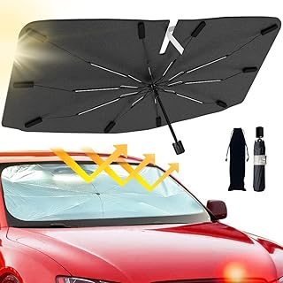 2026 Windshield Sun Shade Umbrella, Foldable Car Sunshade, 99% UV Block | Car Front Window Shield(Heat Insulation Protection) for Auto Windshield Covers Blackout Trucks Cars(Large)