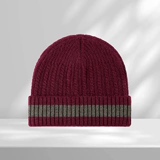 Ribbed Knit Beanie Hat with Brand Patch for Warm and Fashionable Winter Wear