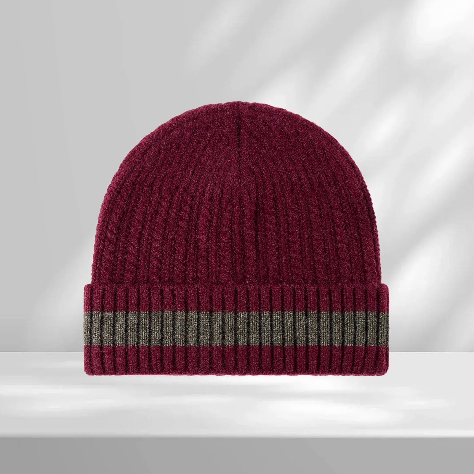 Ribbed Knit Beanie Hat with Brand Patch for Warm and Fashionable Winter Wear