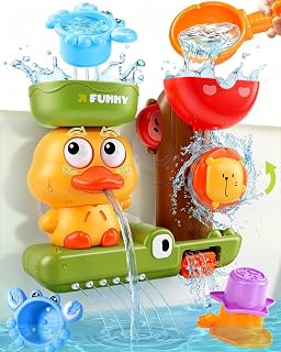 Baby Bath Toys for 1 Year Old Boys Girls Gifts, No Hole No Mould Duck Toy | Kids bath toys for toddlers 1 2 3 4 year old, waterfall duck crocodile fountain, 3 strong suction cups, birthday gift