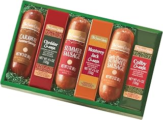 The Swiss Colony Sausage & Cheese Bars Gift Box of 6 | Assorted Cheese, Caraway & Garlic Summer Sausages - Holiday Gift Basket for Adults, Women, Men - Charcuterie, Thank You Gifts