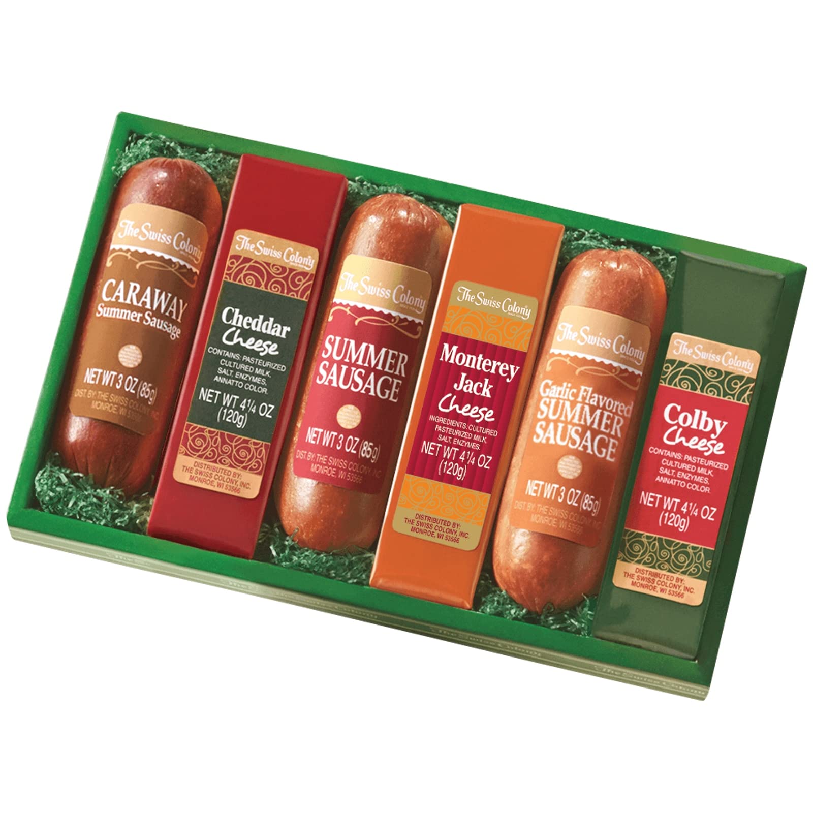 The Swiss Colony Sausage & Cheese Bars Gift Box of 6 | Assorted Cheese, Caraway 