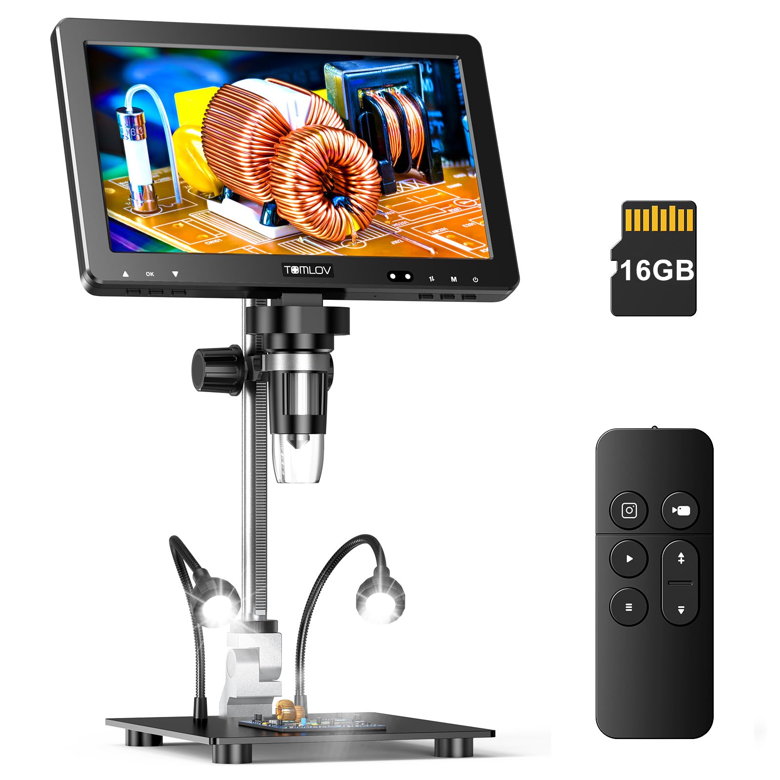 TOMLOV DM9 Max Digital Microscope: 20MP 10.1" 1500X HD IPS Coin Microscope Magni