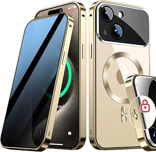 Magnetic Privacy Case for iPhone 14, Full Camera Protection-Gold