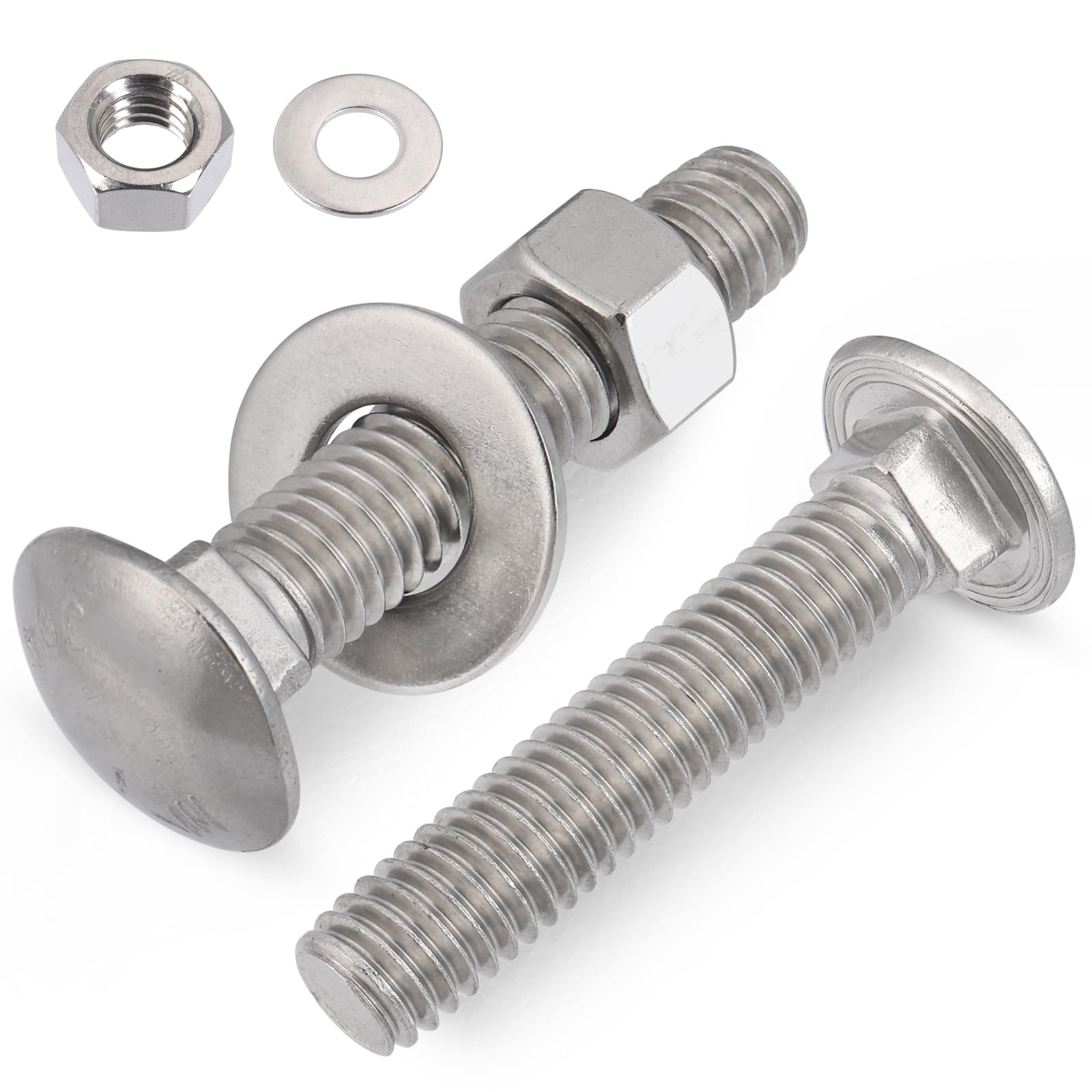 VGBUY 5/16-18 x 2" Carriage Bolts Screws 12 Sets, 304 Stainless Steel 18-8, Roun