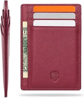 ALLEN & MATE Slim Leather Card Holder, RFID Front Pocket Wallet, Gift Boxed