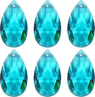 K9 Crystal Pendants 38mm Teardrop Pendant for Chandeliers Prisms Hanging Beads for Crafts Decoration (6 Pack) Navy Blue