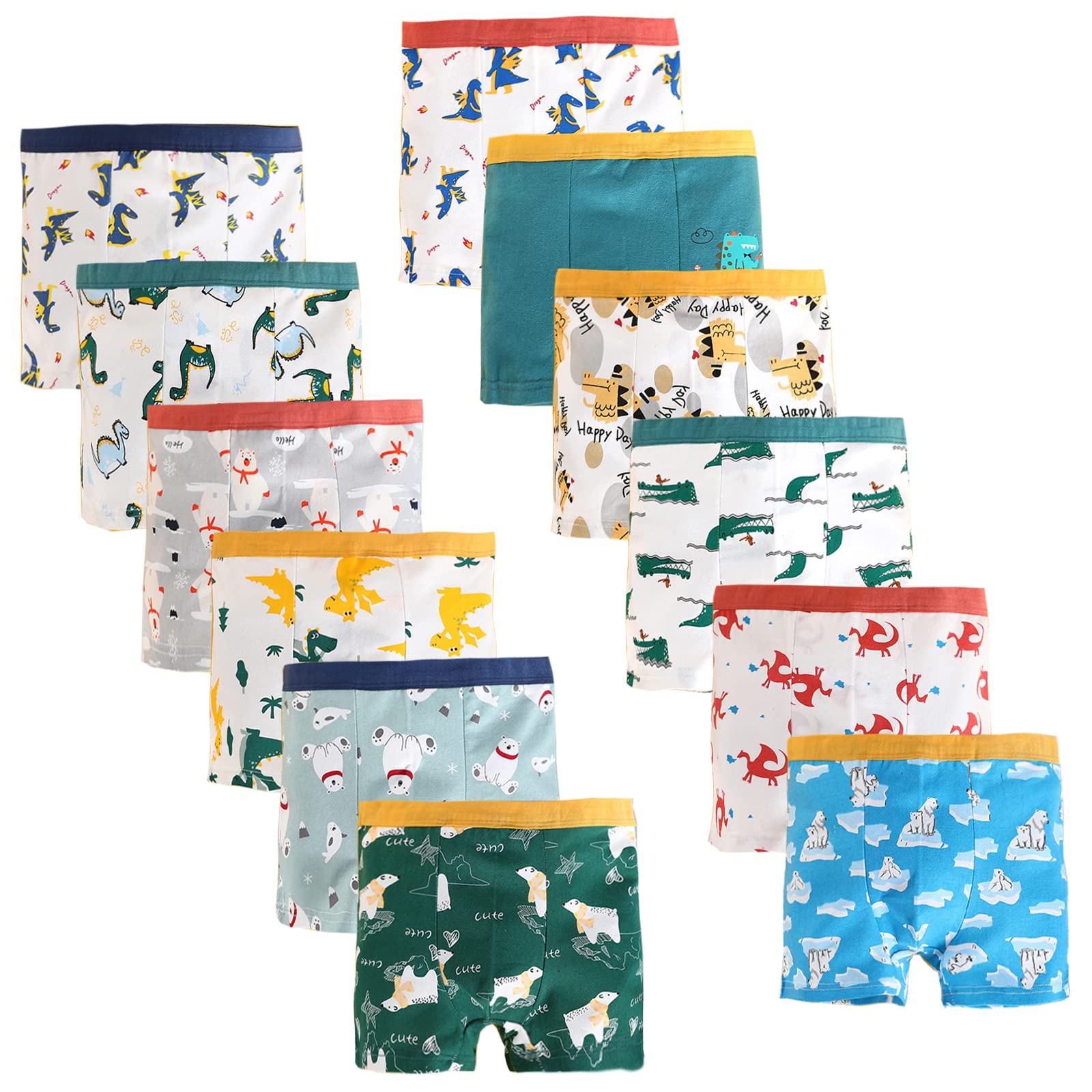 JackLoveBriefs Boys Boxer Shorts, 12 Pack Toddler Kids Underwear | Cotton-Spande