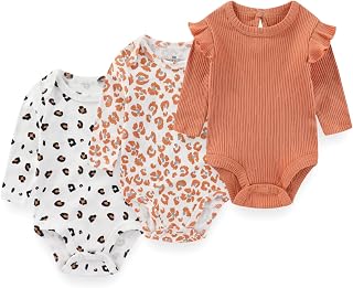 BIGBIGKISS Baby Long Sleeve Bodysuits 3Pack Cotton Baby Boy Girl Clothes