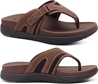 COFACE Tongs pour homme avec soutien de la voûte plantaire, sandales confortables pour homme, tongs de plage réglables pour l'extérieur