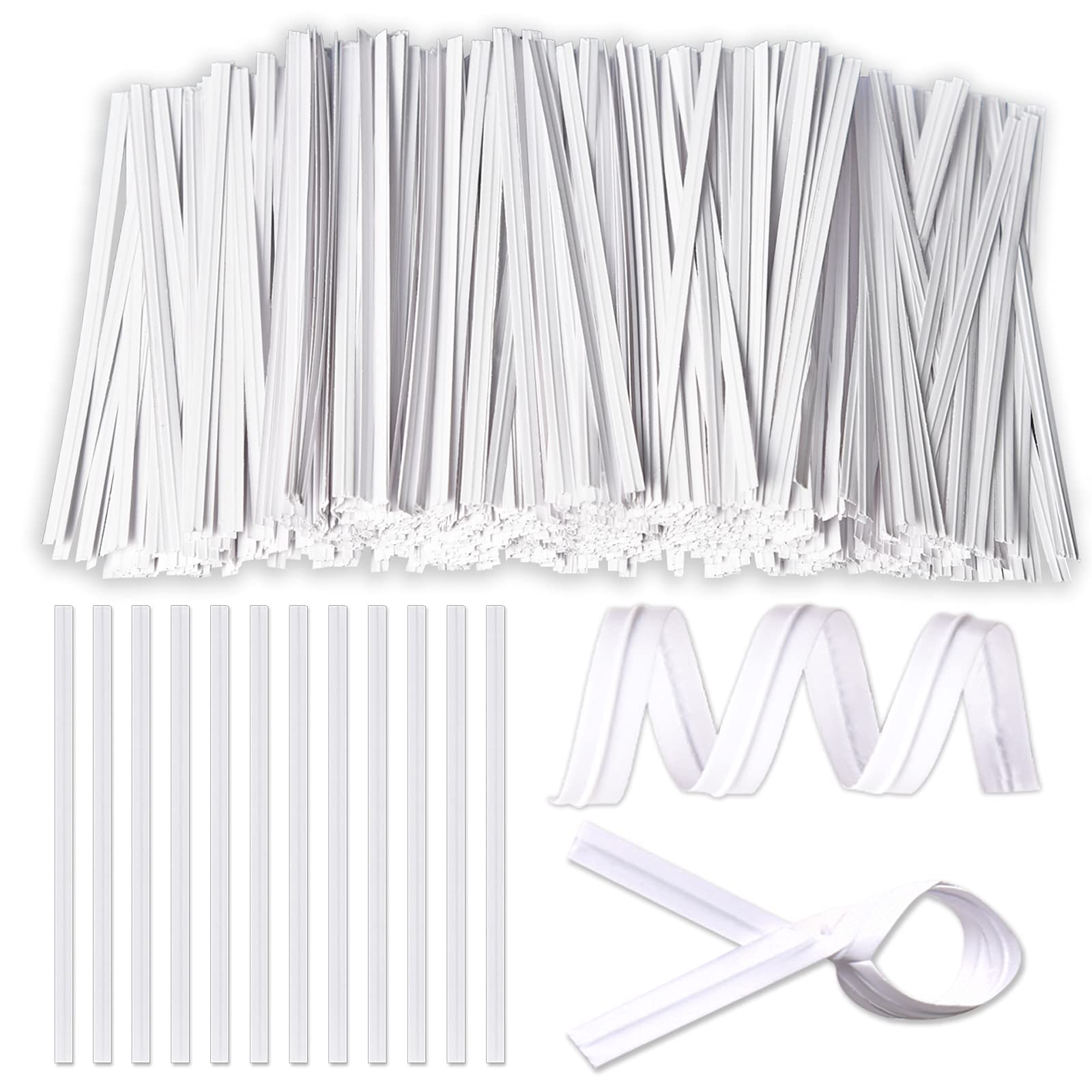 1200 Pcs White Paper Twist Ties, 5 Inch/12cm Reusable Twist Ties for Pastry Bags