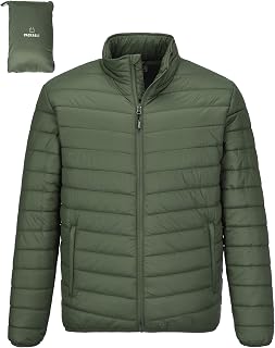 Outdoor Ventures Men's Quilted Jacket, Packable Lightweight Warm Transition Jacket, Men's Waterproof Puffer Jacket with 3 Pockets for Outdoor Casual Hiking