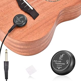 OTraki Acoustic Guitar Passive Pickup, Stable Contact Microphone Transducer Self Adhesive Volume Control Piezo Picks, Easily AMP UP Pickups for Acoustic Classical Violin Ukulele Mandolin Banjo Cello
