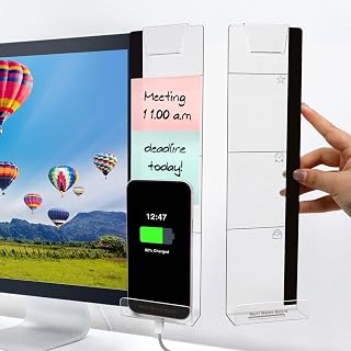 Computer Monitor Memo Board, Home Office Essentials, Office Desk Accessories, Multifunctional Message Board Note Holder, 2 Phone Holder