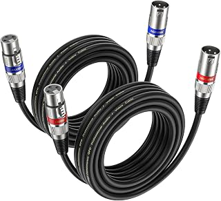 NUOSIYA 5M XLR Cables 2 Packs,XLR Male to Female 3 Pins Balanced Microphone Cable for Studio Recorder, Mic, Mixer, Speaker System, Phantom Power