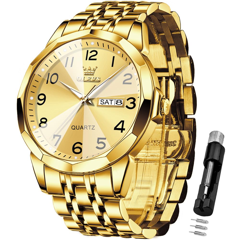 OLEVS Watch for Men Simple Business Dress Analog Stainless Steel Waterproof Lumi