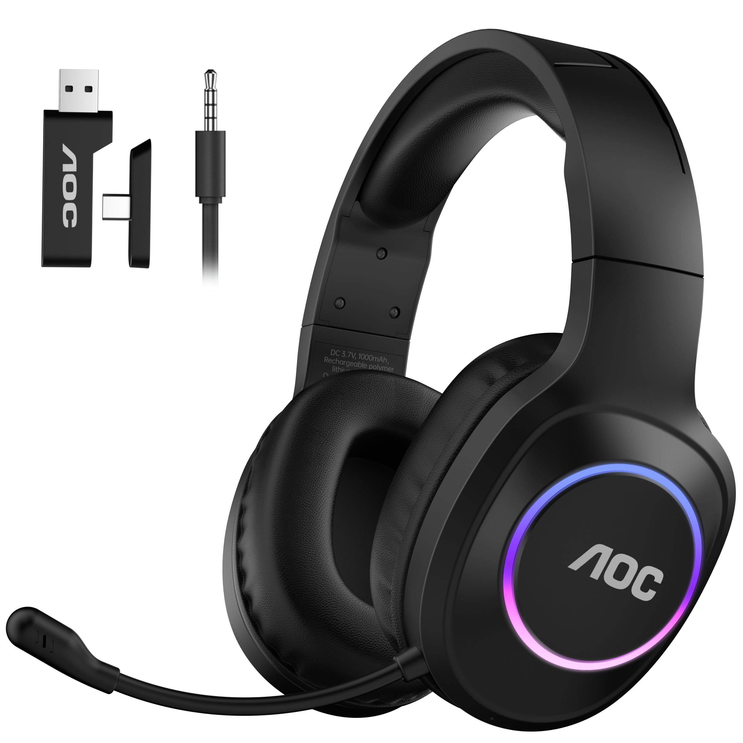 AOC Wireless Gaming Headset for PC, PS5/4, Switch, 2.4GHz Ultra-Low Latency & Bl
