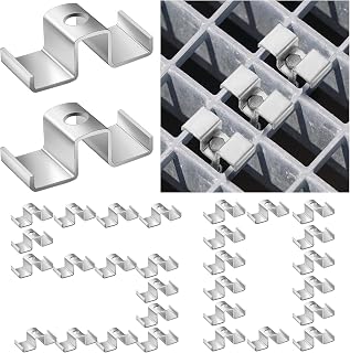 MorningRo 50 Pcs Grating Saddle Clip for 1/4" Screw Grate Bar Clips, Silver | Galvanized Steel, Fits 3/4"–2-5/16" Grate Openings, for Industrial Flooring Drainage Systems Mezzanines Walkways Stair Treads