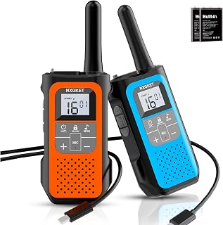 NXGKET Walkie Talkies for Kids Adults, 5 km Long Range, Rechargeable, Outdoor, Toys, Gifts, 2 Pack